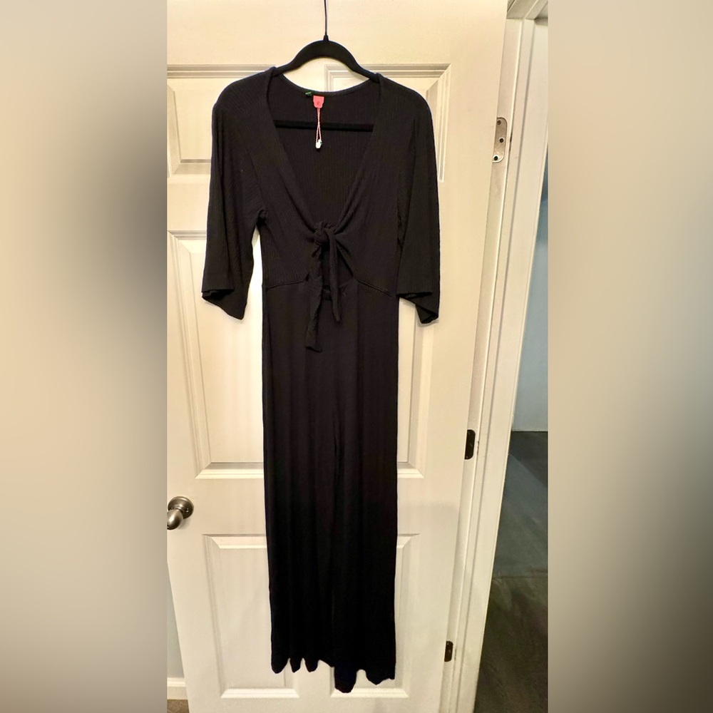 Farm Rio Black V-Neck Maxi Wrap Dress